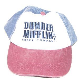 Dunder Mifflin Office Hat Paper Co Joke Comedy Strapback Baseball Cap Red Denim